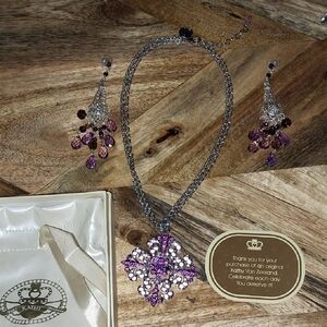 Kathy Van Zeeland Silver and Purple Necklace Set
